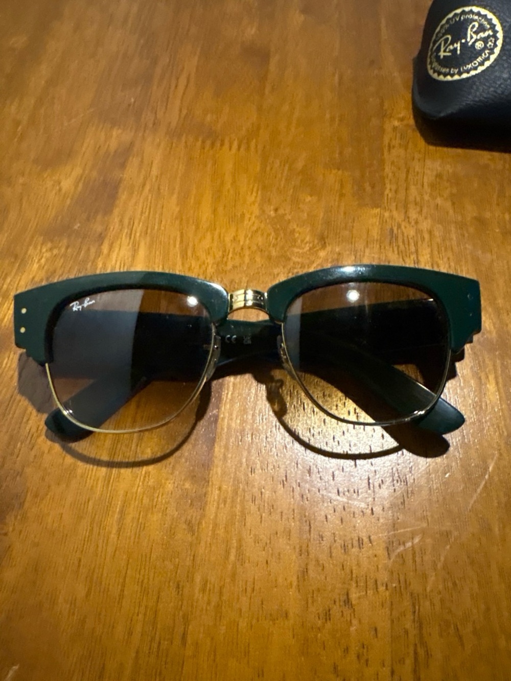 Ray-Ban Dark Green and Gold Clubmaster Sunglasses